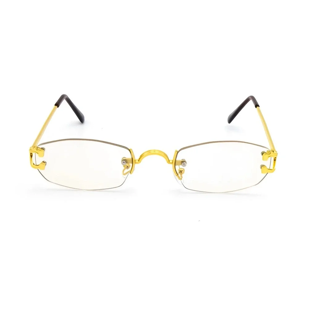 Rimless Sunglasses Gold Frame‎ Rectangle Lens Fashion Eyewear Men